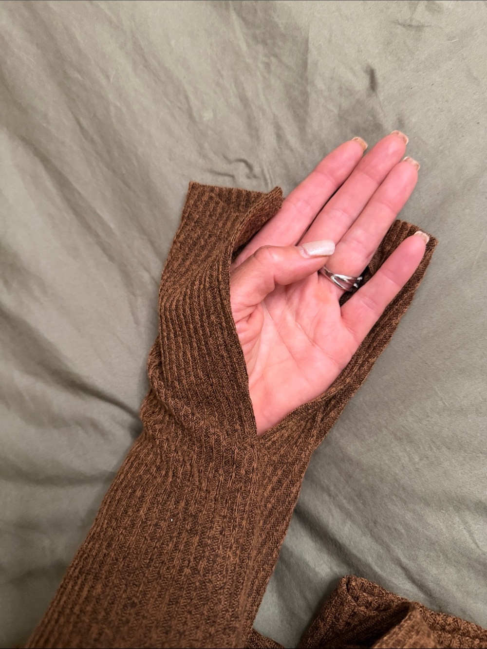 Mango Ribbed Brown Button-Up Collared Cardigan - Picture 4 of 4